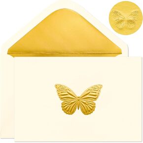 Crisky Embossed Gold Blank Greeting Cards with Envelopes & Stickers 50 Pack Butterfly Note Cards Bulk for Birthday, Baby Shower,Bridal Shower, Wedding, Graduation Blank Inside