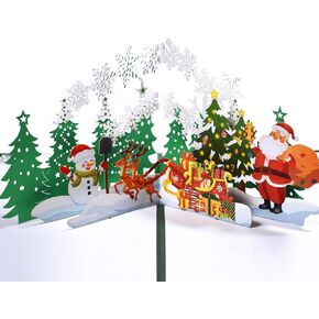 Magic Ants 3D Pop-Up Christmas Card with Christmas Wreath, Ornaments, Bells, Candy Canes, Red Bow, Merry Christmas Greeting, Holiday Card for Family, Friends, and Loved Ones