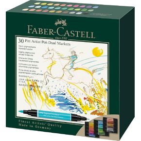 Faber-Castell Pitt Artist Pen Dual Tip Markers - Set of 30