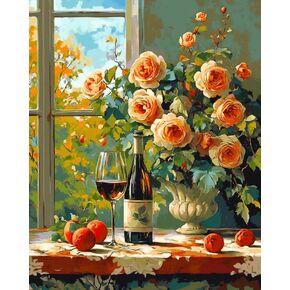 mjcakrn Paint by Number Kits for Adults Beginners, Easy Acrylic Simple Adults Paint by Number Kits, DIY Watercolor Paint by Numbers Kits on Canvas Without Frame for Home Wall Decor 16x20inch