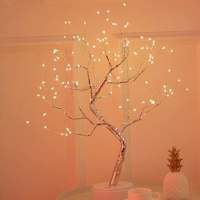 Tabletop Bonsai Tree Light, LED Desk Tree Lamp 36/108 LED Copper Wire Tree Lamp Night Light,Battery/USB Operated,Adjustable Branches Halloween Christmas for Home Decor(108 LEDs (Warm Light))