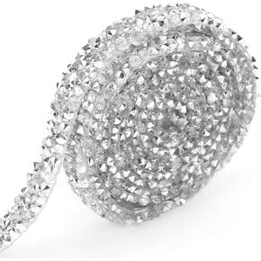 Akozon 10 Yard Silver Rhinestone Ribbon Mesh Bling Wrap Roll Jewelry Supplies for Decorations Wedding Cake Bridal