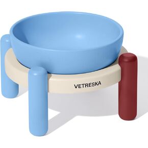 VETRESKA Elevated Dog Bowl Raised Ceramic Cat Dog Bowls Large Breed,15.2OZ No Slip Cat Bowl Dog Food/Water Bowl Dog Feeding Station Dishes for Medium Small Dogs with Dog Bowl Stand