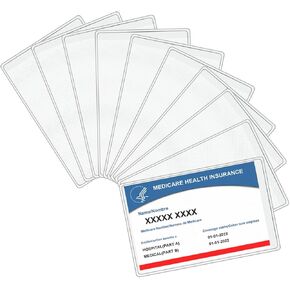 10 Pack Plastic Medicare Card Protector Sleeves, Business Card Holders, Soft Vinyl Pouch for Credit Cards, License and Insurance and Social Security Metro