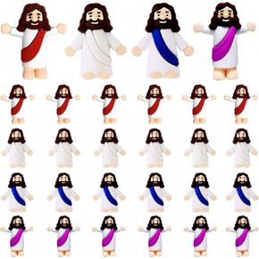 24 Pcs Little Jesus Figures Mini Jesus Toys to Hide and Seek Religious Gifts for Easter Decorations Sunday School Craft (Multicolor)