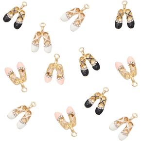 12pcs Ballet Shoe Charms Enamel Dancing Shoe Dancer Charms Pendants Ballet Shoes Bead for Keychains Bracelet Necklace Earrings Jewelry Making Bulk