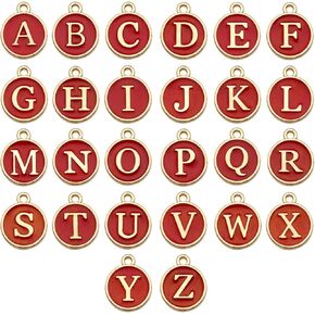 Xeahung 52 Pcs Metal Letter Charms Round Letter Pendant Double Sided Letter Charms For Jewelry Making charms letters for Necklace Bracelet Making Earring Adults Keychain Christmas Birthday Gifts