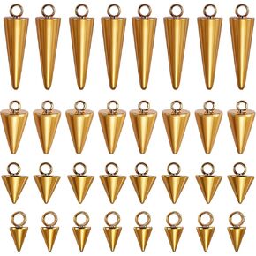 Spike Charm Pendants Cone 304 Stainless Steel Charm with Jump Ring Golden for Jewelry Necklace Necklace Earring Making Crafts