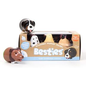 Micador jR. Besties Marker Mates, Puppy - 6 Colors - Coloring + Drawing + Writing + Motor Skill Development - Collectible Character Shapes - Non-Toxic + Washable - Ages 3+