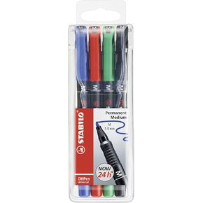 STABILO OHP Pen OHP Pen Permanent - Medium - Wallet of 4 - Assorted Colours