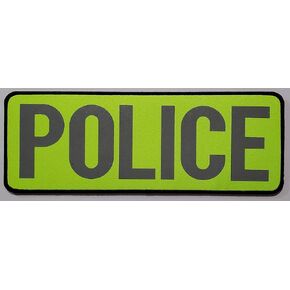 POLICE Hi-Vis neon fluorescent yellow reflective back patch 11x4 Hook backing matches bicycle shirt color