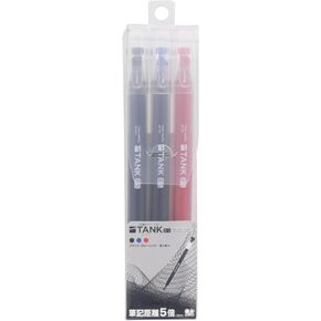 SUN-STAR "TANK" Gel Pen Large Capacity Ink, Quick Drying, Set of 3 (Black, Blue, Red), S4591763