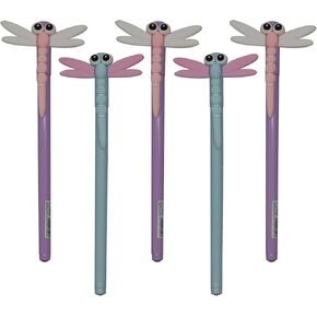 Maydahui 10 PCS Simulation Dragonfly Rollerball Gel Pens Creative Insect Pen Novelty Animal Pens Soft Silicone Black Ink for School Party Office