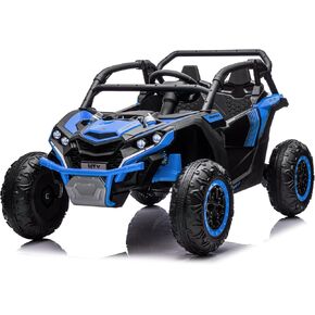 24V Kids Ride On Utv,2-Seater 4WD Off Road Electric Vehicle with Remote Control, Led Lights, 4 Shock Absorbers, One-Button Start, and Music Player for Ages 3 +(Red) in Kuwait