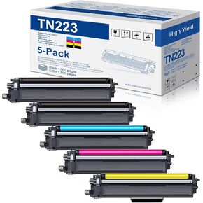 TN-223 TN227 2BK/C/M/Y Toner Cartridge 5 Pack Replacement for Brother TN223BK, TN223C, TN223M, TN223Y Toner Cartridge MFC-L3770CDW MFC-L3710CW HL-3210CW HL-3230CDW HL-3270CDW HL-3290CDW Printer