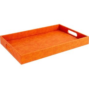 Modern 16"x12" Rectangle Acrylic Lucite Plastic Decorative Serving Tray with Silver Metal Handles for All Occasion's by Home Redefined