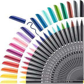 Edding 1200 Felt-Tip Pens for Colouring, Writing and Drawing - for Light and Dark Coloured Paper - Pack of 20 (16+4 Free) - 1 mm - Assorted Pastel Colours