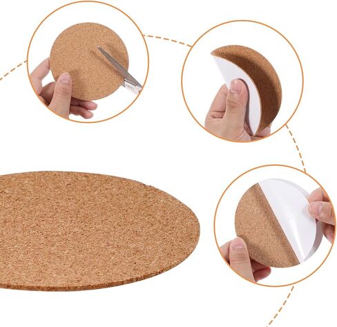 24Pcs Self-Adhesive Cork Sheets for Coasters, Thin Cork Backing Sheets 4 Inch Round Cork Board for DIY Crafts Soft and Flexible Backing Cork Tiles for Office School and Home in Saudi Arabia