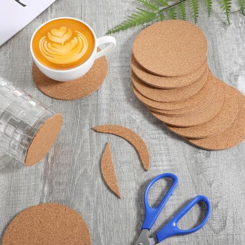 24Pcs Self-Adhesive Cork Sheets for Coasters, Thin Cork Backing Sheets 4 Inch Round Cork Board for DIY Crafts Soft and Flexible Backing Cork Tiles for Office School and Home in Saudi Arabia