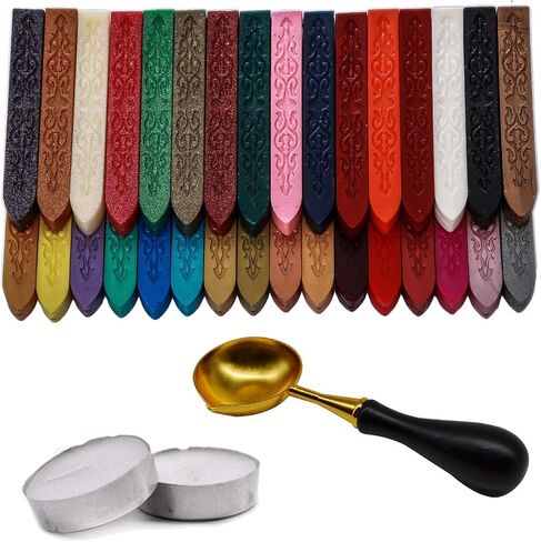 مجموعة من 32 قطعة من مجموعات عصا الشمع الرجعية بدون فتيل بألوان متعددة لأختام الطوابع المعدنية لدعوة الزفاف in Kuwait