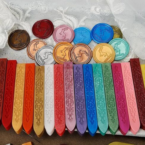 مجموعة من 32 قطعة من مجموعات عصا الشمع الرجعية بدون فتيل بألوان متعددة لأختام الطوابع المعدنية لدعوة الزفاف in Kuwait