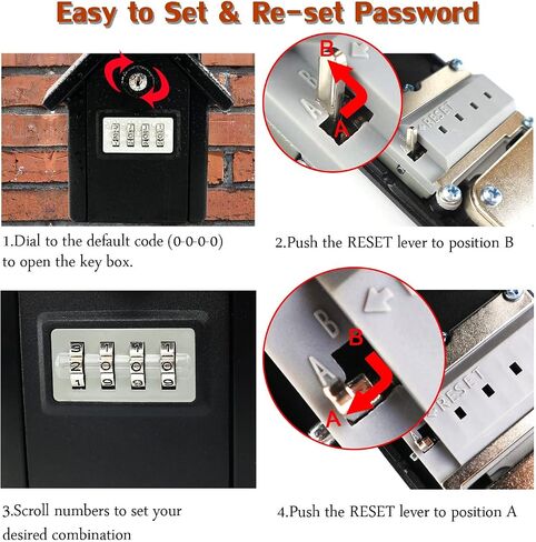 Key Storage Security Lock,V-Resourcing® Wall Mounted Outdoor Combination Lock Box with Emergency Unlock,Password Recovery Design, to Share and Secure Keys for Home,Office,Garage etc in Saudi Arabia