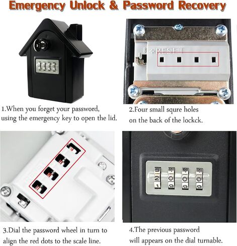 Key Storage Security Lock,V-Resourcing® Wall Mounted Outdoor Combination Lock Box with Emergency Unlock,Password Recovery Design, to Share and Secure Keys for Home,Office,Garage etc in Saudi Arabia