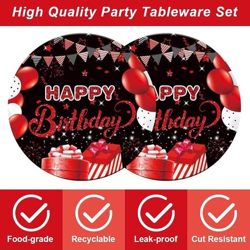 40Pcs Red and Black Birthday Party Decorations, Include Plates,Napkins For 20 Guests,Red and Black Birthday Party Supplies For Boys And Girls in Saudi Arabia