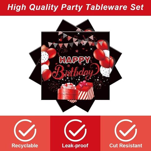 40Pcs Red and Black Birthday Party Decorations, Include Plates,Napkins For 20 Guests,Red and Black Birthday Party Supplies For Boys And Girls in Saudi Arabia