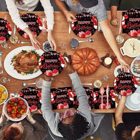 40Pcs Red and Black Birthday Party Decorations, Include Plates,Napkins For 20 Guests,Red and Black Birthday Party Supplies For Boys And Girls in Saudi Arabia