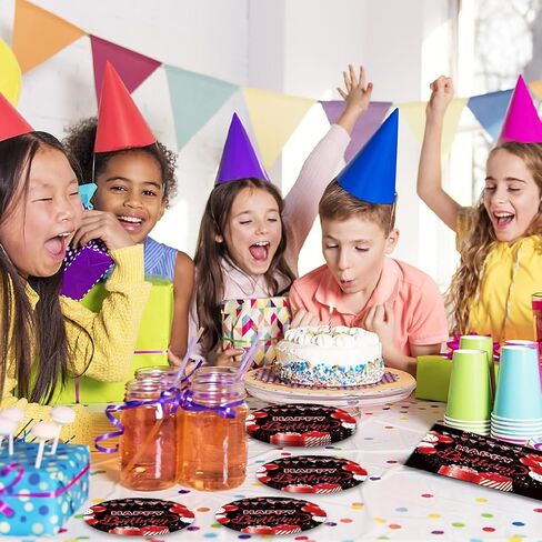 40Pcs Red and Black Birthday Party Decorations, Include Plates,Napkins For 20 Guests,Red and Black Birthday Party Supplies For Boys And Girls in Saudi Arabia