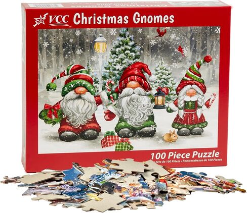 شركة فيرمونت كريسماس - أحجية الصور المقطوعة لأقزام الكريسماس 100 قطعة - قطع كبيرة متشابكة مثالية للأطفال والكبار على حد سواء - 48.26 سم × 33.02 سم in Kuwait