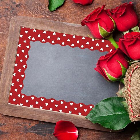 Whaline 69Ft Valentine's Day Bulletin Board Borders Red Black Love Heart Self-Adhesive Border Trim for Anniversary Wedding Classroom Office Decor in Saudi Arabia
