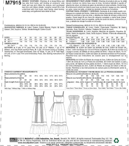 McCall's Patterns McCall's Women's Chemise Costume Angela Clayton, Sizes 14-22 Sewing Pattern in Saudi Arabia