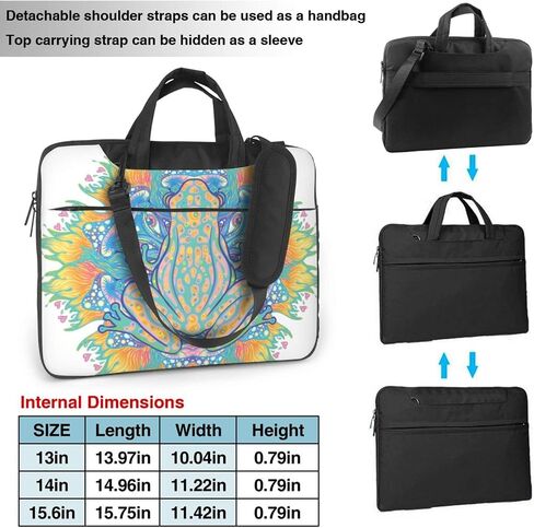 Laptop Bag Laptop Case 15.6 Inch Computer Bags Trippy Frog Mandala Hippie Printed Padded Sleeve Cover for Women Men in Kuwait