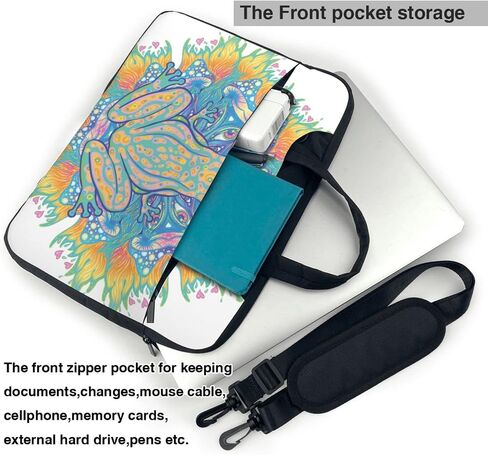Laptop Bag Laptop Case 15.6 Inch Computer Bags Trippy Frog Mandala Hippie Printed Padded Sleeve Cover for Women Men in Kuwait