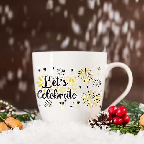 Happy New Year UV DTF - 8 Sheets Hello 2025 Uvdtf Tumbler Wraps for 16 oz Glass Water Bottle, Cheers to 2025 Black Gold Fireworks Transfer Stickers DIY Coffee Cups Craft Decor for Home Party in Saudi Arabia