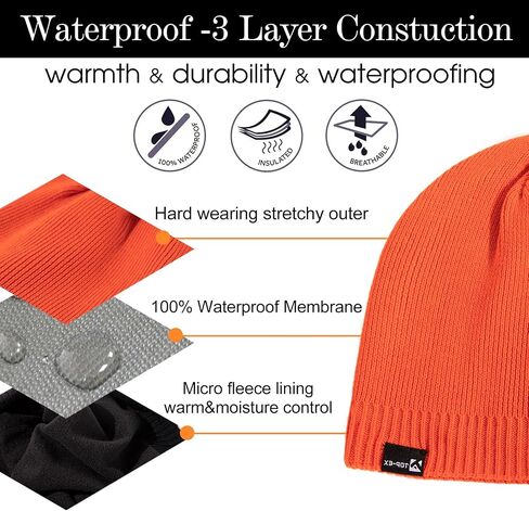 TOP-EX L/XL/XXL Waterproof Merino Wool Blend Beanie Fleece Lined Hat for All-Weather Winter Warm in Saudi Arabia