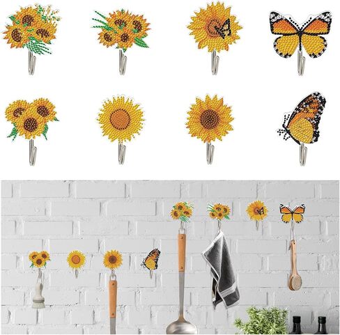 8 PCS Diamond Art Painting Sticky Hook DIY Crystal Rhinestones Diamond Art Painting Kit Strong Paste Hook Traceless Load-Bearing Transparent Kitchen Wall Adhesive Hook (Cake) in Kuwait