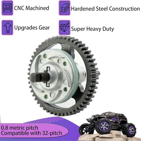 32P Spur Gear، 68T 0.8 متري، متوافق مع 32P، فولاذ صلب 68 سن 0.8M Spur Gear الرئيسي لـ 1/10 TRAXXAS Ford Rustler Slash Stampede 4X4 Summit T-Maxx E-REVO Jato Arrma، استبدال #3961 in Kuwait