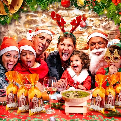 120 Pieces Holy Nativity Cellophane Treat Bags Religious Plastic Gift Bag with Gold Ties Xmas Nativity Goody Bag for Kids Birthday Christmas Party Decoration Supplies, 5 x 11 Inches (Stylish Style) in Kuwait
