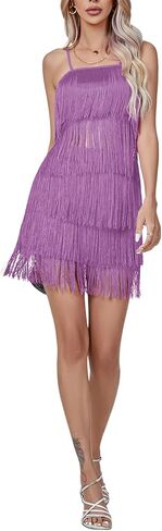 LYANER Women's Sexy Two Piece Outfit Fringe Sleeveless Cami and Short Skirt Sets in Saudi Arabia