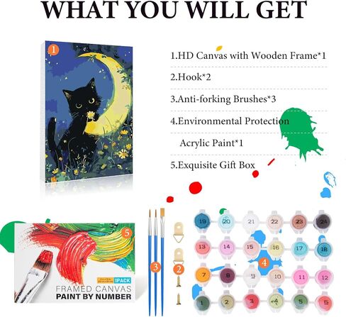 12" W x 16"L Framed Paint by Numbers Kit for Adults Beginner, Mushroom Adult Paint by Number Kits on Canvas, Mushroom Forest Oil Paint by Numbers for Home Decor Gift in Kuwait