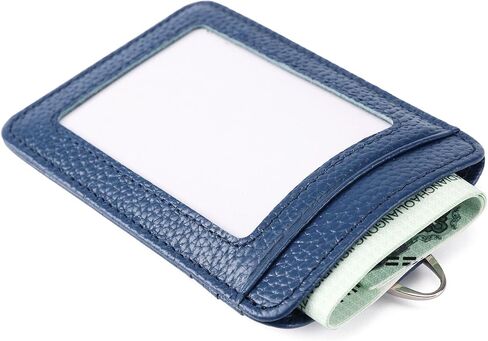 Genuine Leather id Badge Holder with Lanyard,Soft Leather ID Card Holder,Up to 20 Colors and Leather Grains to Choose,frommultiple Card Slots,Vertical Work Name Badge case in Kuwait