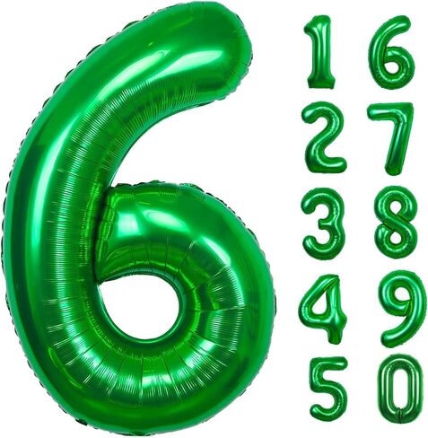 40 Inch Large Green Number 6 Balloon Extra Big Jumbo Mylar Foil Helium Balloons for 6 Year old Birthday Party Celebration Decors Graduations Wedding Anniversary Baby Shower Supply Engagement in Saudi Arabia