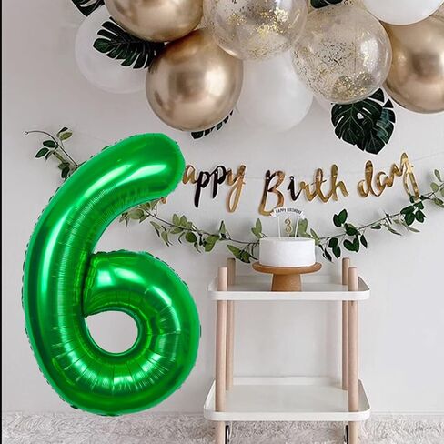 40 Inch Large Green Number 6 Balloon Extra Big Jumbo Mylar Foil Helium Balloons for 6 Year old Birthday Party Celebration Decors Graduations Wedding Anniversary Baby Shower Supply Engagement in Saudi Arabia