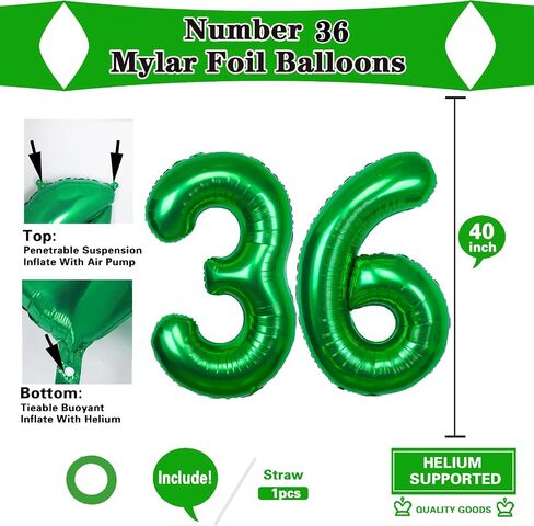 40 Inch Large Green Number 6 Balloon Extra Big Jumbo Mylar Foil Helium Balloons for 6 Year old Birthday Party Celebration Decors Graduations Wedding Anniversary Baby Shower Supply Engagement in Saudi Arabia