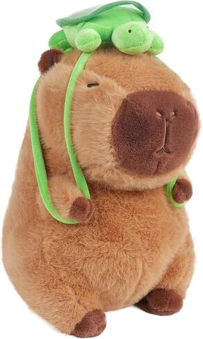 Capybara Cute Plush - 8 inch Stuffed Animal Plushies - Children's Toy with Turtle Backpack - Soft Pillow for Home Decorations - Hugging Figures for Boys and Girls (Capybara with Turtle) in Saudi Arabia