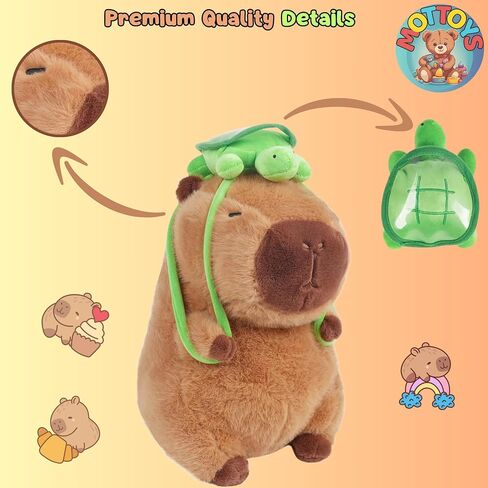 Capybara Cute Plush - 8 inch Stuffed Animal Plushies - Children's Toy with Turtle Backpack - Soft Pillow for Home Decorations - Hugging Figures for Boys and Girls (Capybara with Turtle) in Saudi Arabia