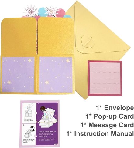 Giant Musical Birthday Greeting Card with Light and Blowable Candle, Pop Up Birthday Card Laser Cut Greeting Card for Kids, Women, Men, All Ages (A-Large Blowable LightBlue) in Saudi Arabia